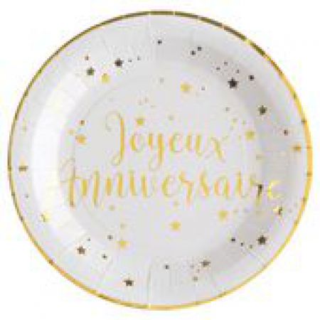 anniversaire dorer assiette 