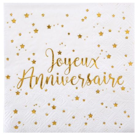 serviette anniversaire metallise1 