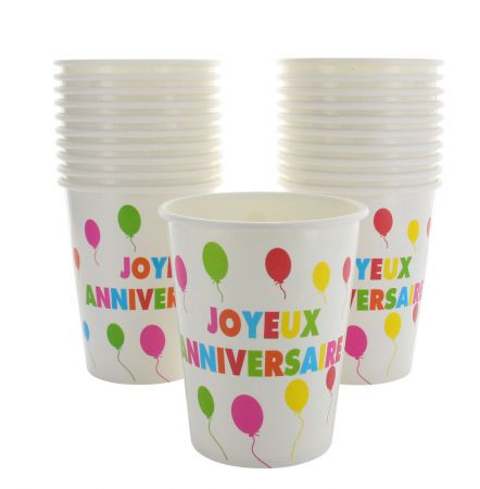 gobelet anniversaire ballon multicolore 