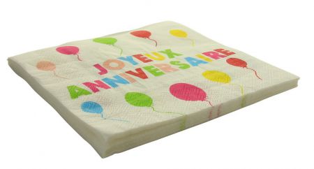 serviette anniversaire ballon multicolore2 