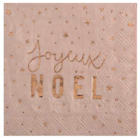 serviette metalisee joyeux noel blush 