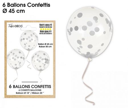 balcta ballon confettis argent 