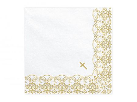 serviettes communion deco doree 