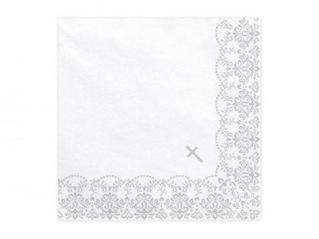 serviettes communion deco argentee 