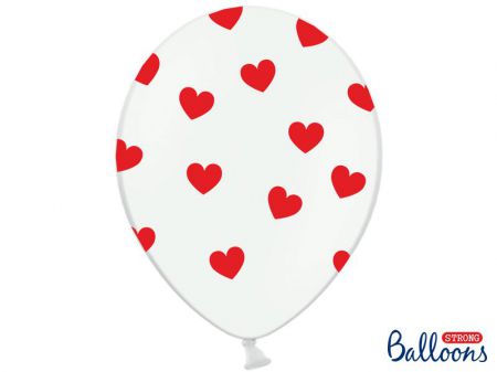 ballon blanc coeur rouge 30cm 