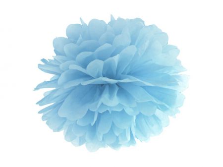 pompon papier tissu bleu 