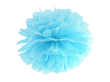 pompon papier tissu bleu ciel 