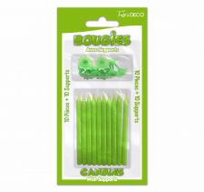 bougies pailletees vert avec support 