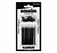 bougies pailletees noir avec support 