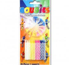 24 bougies avec supports couleurs assorties 