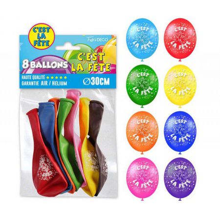 sachet 8 ballons latex c est la fete 