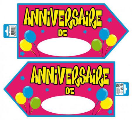 panneau signaletique joyeux anniversaire rose 