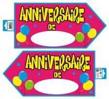 panneau signaletique joyeux anniversaire rose 