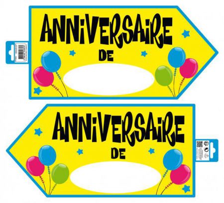 panneau signaletique joyeux anniversaire jaune 