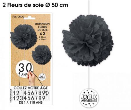 duo de fleurs de soie tous ages noir 