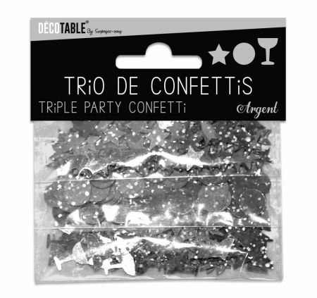 trio de confettis argent 