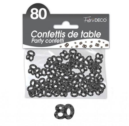 confettis de table 80 ans noir 