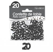 confettis de table 20 ans noir 
