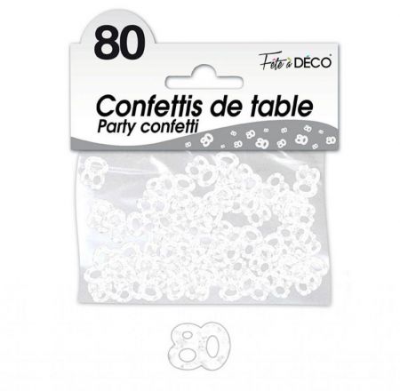 confettis de table 80 ans blanc 