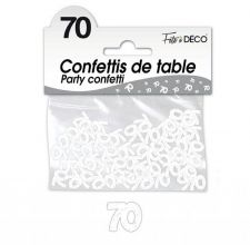 confettis de table 70 ans blanc 