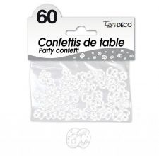 confettis de table 60 ans blanc 