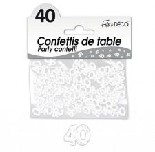 confettis de table 40 ans blanc 