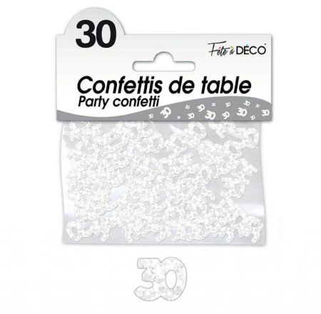 confettis de table 30 ans blanc 