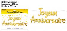 ballon mylar joyeux anniversaire or 