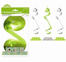 3 guirlandes spirales vert 