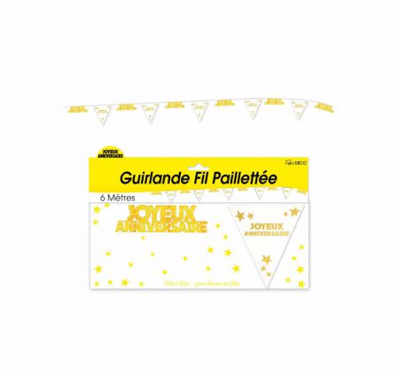 guirlande fil paillettee or 