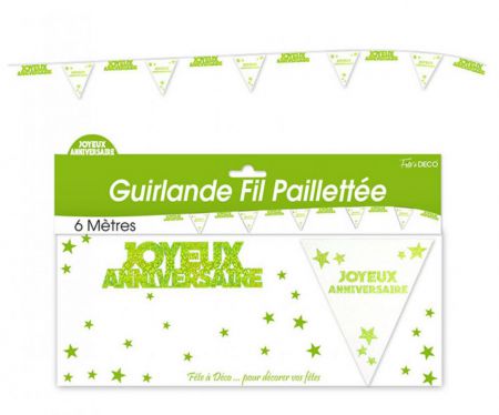 guirlande fil paillettee vert 