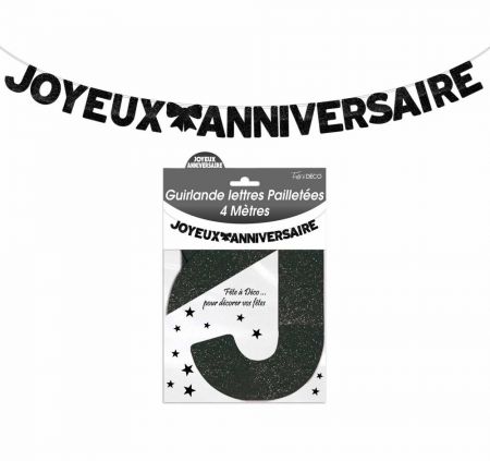 guirlande lettres pailletees noir 