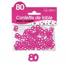 confettis de table 80 ans fuchsia 