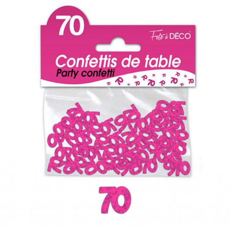 confettis de table 70 ans fuchsia 