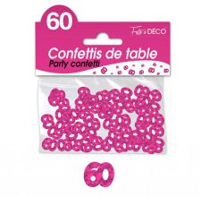 confettis de table 60 ans fuchsia 