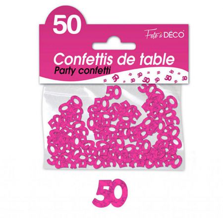 confettis de table 50 ans fuchsia 