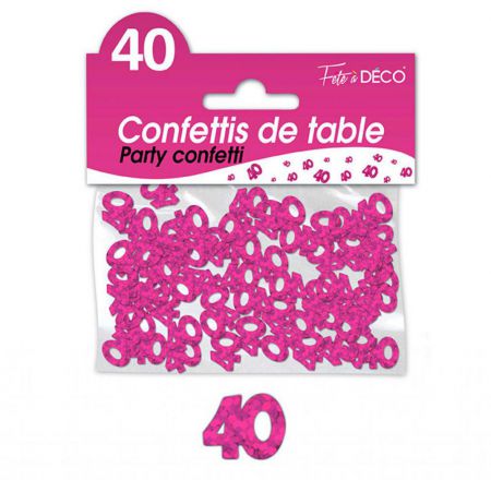 confettis de table 40 ans fuchsia 