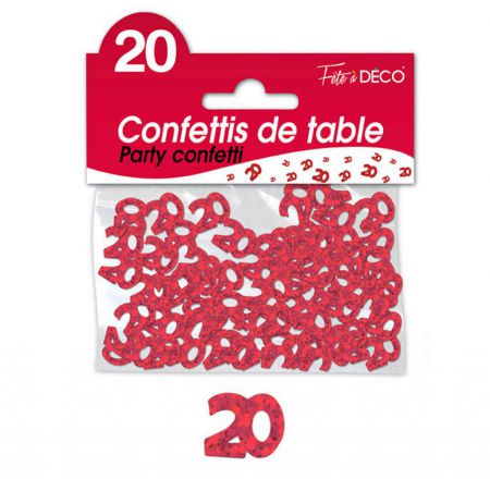 confettis de table 20 ans rouge 