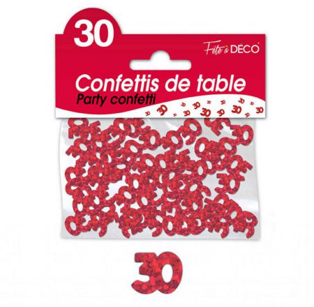 confettis de table 30 ans rouge 
