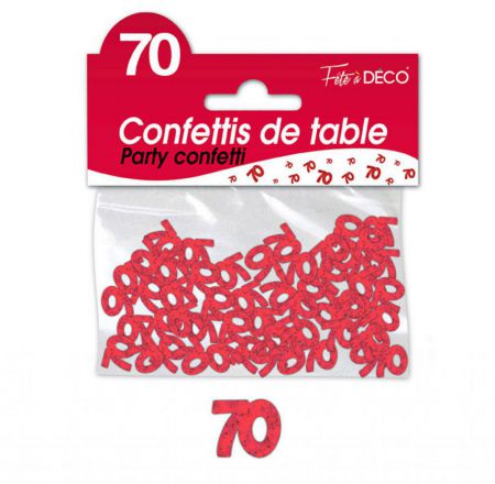 confettis de table 70 ans rouge 