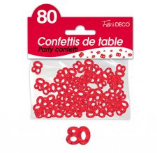 confettis de table 80 ans rouge 