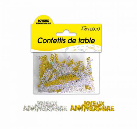 confettis joyeux anniversaire or 
