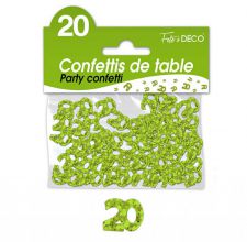 confettis de table 20 ans vert 