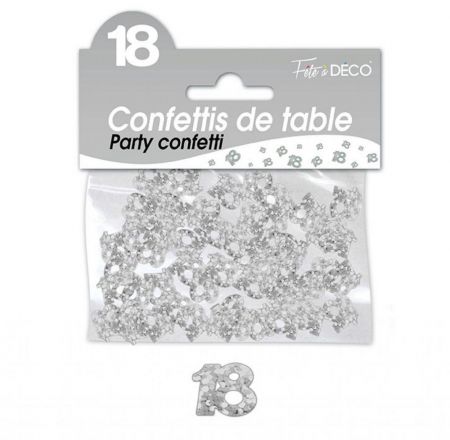 confettis de table 18 ans argent 