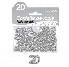 confettis de table 20 ans argent 