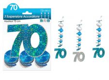 suspension accordeons hologramme 70 bleu 