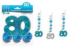 suspension accordeons hologramme 80 bleu 