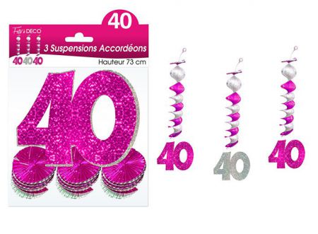 suspension hologramme accordeons 40 rose 