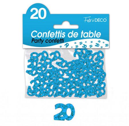 confettis de table 20 ans bleu 