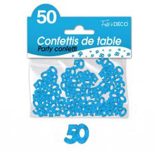 confettis de table 50 ans bleu 